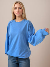 LIZAKOSHT  -  Exposed Seam Round Neck Long Sleeve Sweatshirt